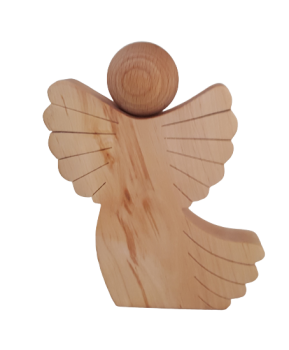 Engel aus Erlenholz – Größe: ca. 15,5 x 12 x 2,5 cm - Handgearbeitet