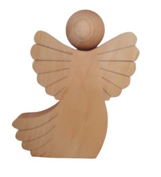 Engel aus Erlenholz – Größe: ca. 15,5 x 12 x 2,5 cm - Handgearbeitet