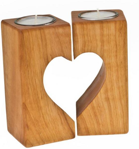 Herz Teelichthalter 2 er Set aus Holz
